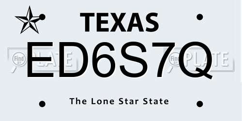 ED6S7Q Texas License Plate