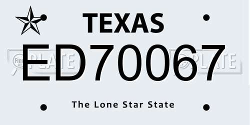 ED70067 Texas License Plate