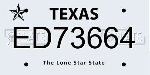 ED73664 Texas License Plate