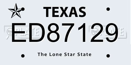 ED87129 Texas License Plate