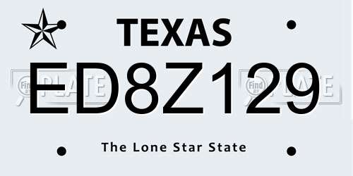 ED8Z129 Texas License Plate