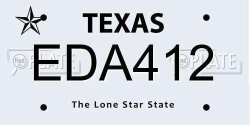 EDA412 Texas License Plate