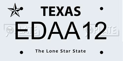 EDAA12 Texas License Plate
