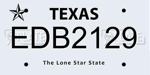 EDB2129 Texas License Plate