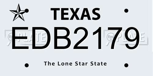 EDB2179 Texas License Plate