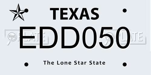 EDD050 Texas License Plate