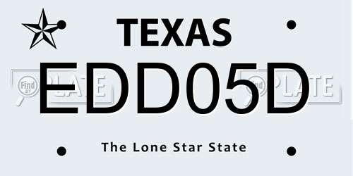 EDD05D Texas License Plate