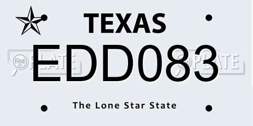 EDD083 Texas License Plate