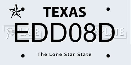 EDD08D Texas License Plate