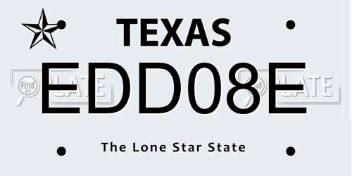 EDD08E Texas License Plate
