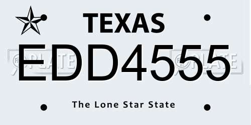 EDD4555 Texas License Plate