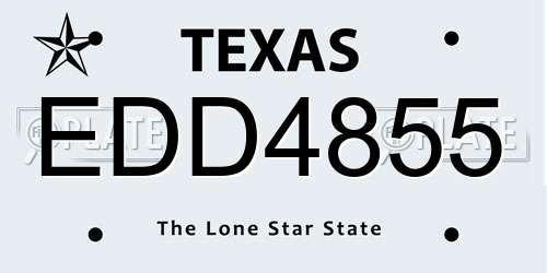 EDD4855 Texas License Plate