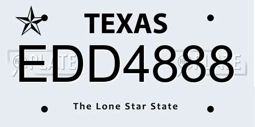 EDD4888 Texas License Plate