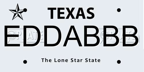 EDDABBB Texas License Plate