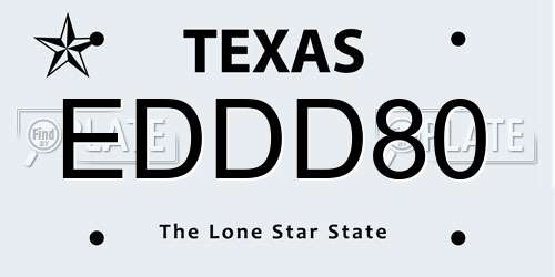 EDDD80 Texas License Plate