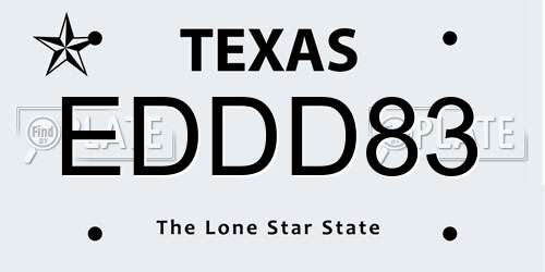 EDDD83 Texas License Plate