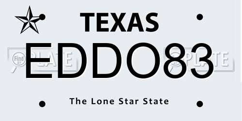 EDDO83 Texas License Plate
