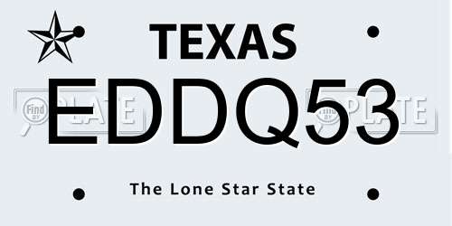 EDDQ53 Texas License Plate