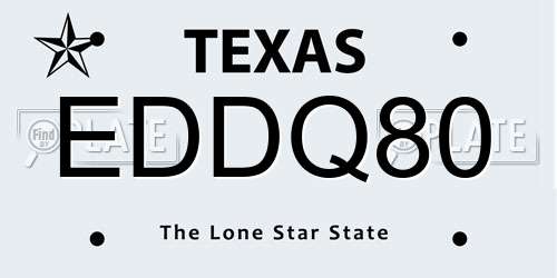 EDDQ80 Texas License Plate