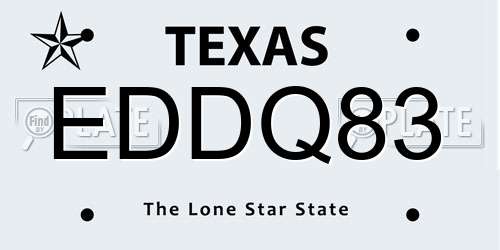 EDDQ83 Texas License Plate