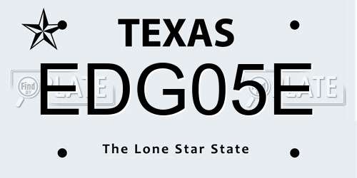 EDG05E Texas License Plate