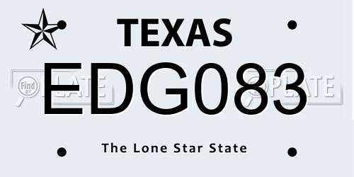 EDG083 Texas License Plate