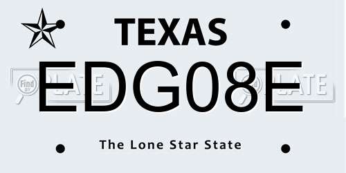 EDG08E Texas License Plate