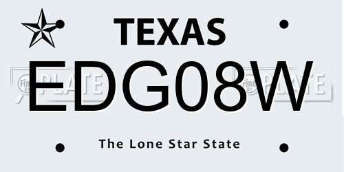 EDG08W Texas License Plate