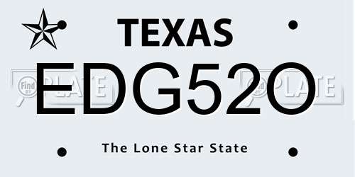 EDG52O Texas License Plate