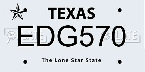 EDG570 Texas License Plate