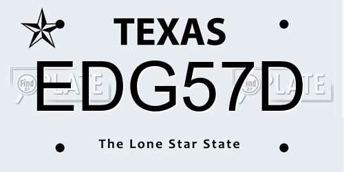 EDG57D Texas License Plate