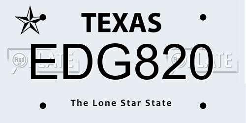 EDG820 Texas License Plate