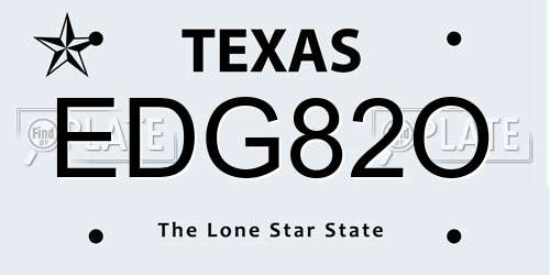 EDG82O Texas License Plate