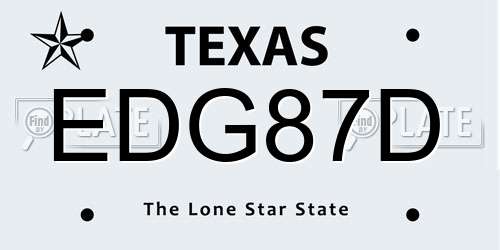 EDG87D Texas License Plate