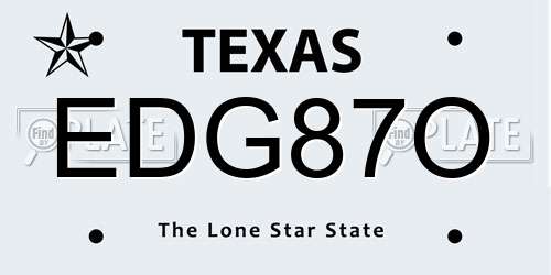 EDG87O Texas License Plate