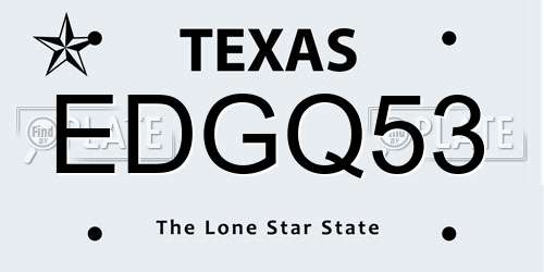 EDGQ53 Texas License Plate