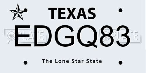 EDGQ83 Texas License Plate