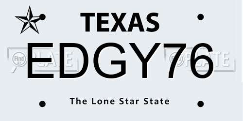 EDGY76 Texas License Plate