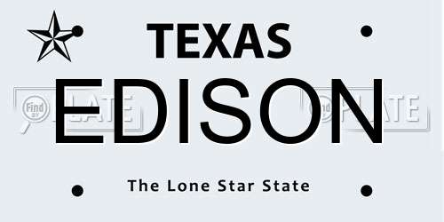 EDISON Texas License Plate