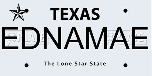 EDNAMAE Texas License Plate
