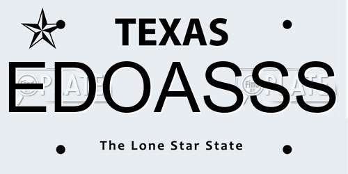 EDOASSS Texas License Plate