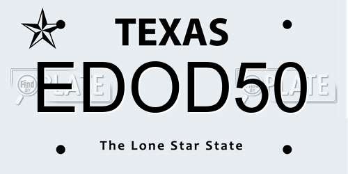 EDOD50 Texas License Plate