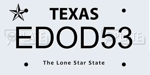 EDOD53 Texas License Plate