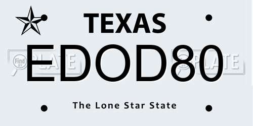 EDOD80 Texas License Plate