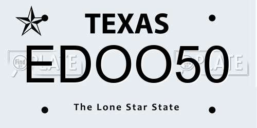 EDOO50 Texas License Plate
