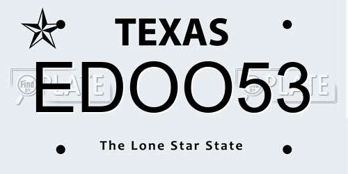 EDOO53 Texas License Plate