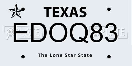 EDOQ83 Texas License Plate