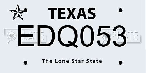 EDQ053 Texas License Plate