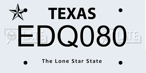 EDQ080 Texas License Plate