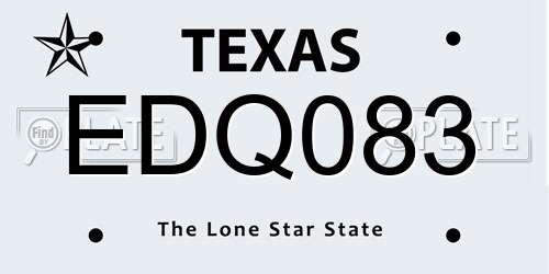 EDQ083 Texas License Plate